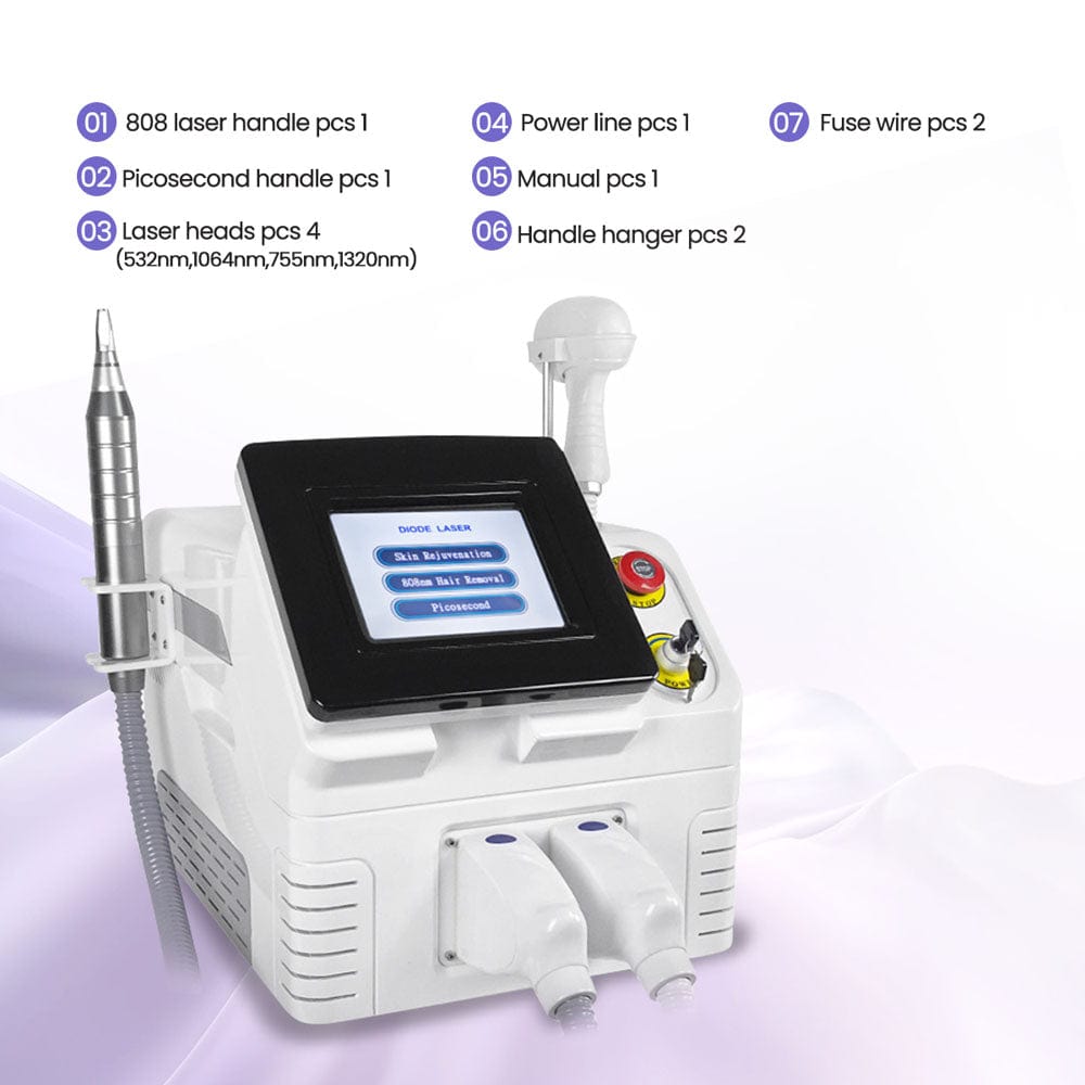 2IN1 755NM Picosend Tattoo Removal 808NM Diode Laser Hair Removal Equipment