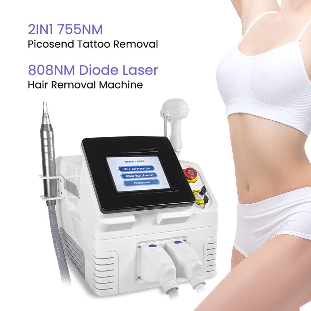 2IN1 755NM Picosend Tattoo Removal 808NM Diode Laser Hair Removal Equipment