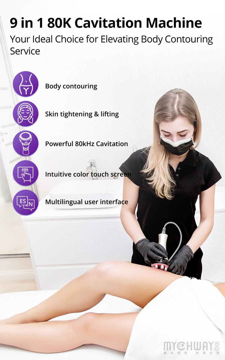 10 In 1 80k Cavitation Machine With RF Vacuum Laser Lipo Pads For Body Sculpting - myChway UK