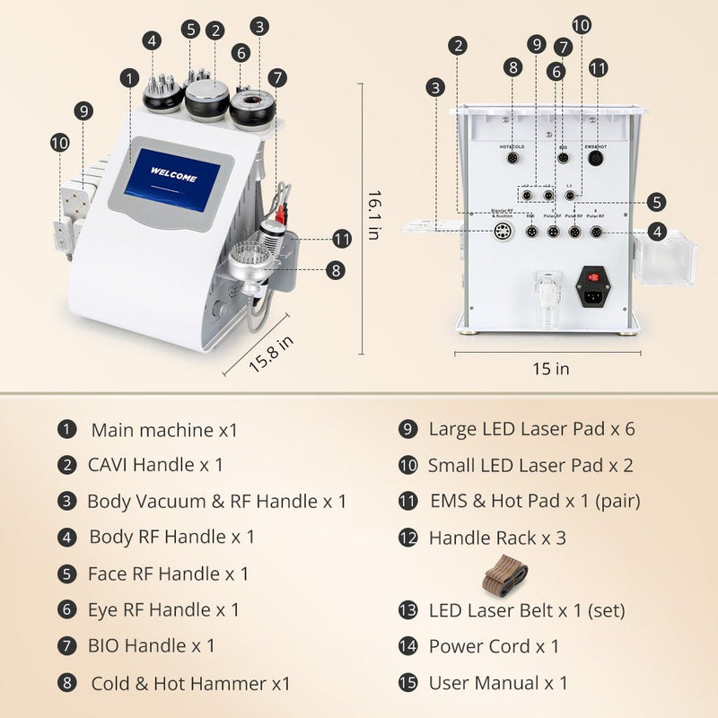 10 In 1 Ultrasonic 40K Cavitation Machine For Body Contouring & Facial Skin Care - myChway UK