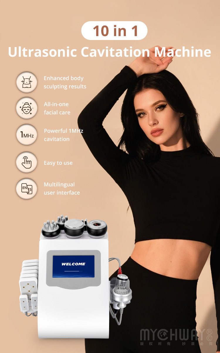 10 In 1 Ultrasonic 40K Cavitation Machine For Body Contouring & Facial Skin Care - myChway UK
