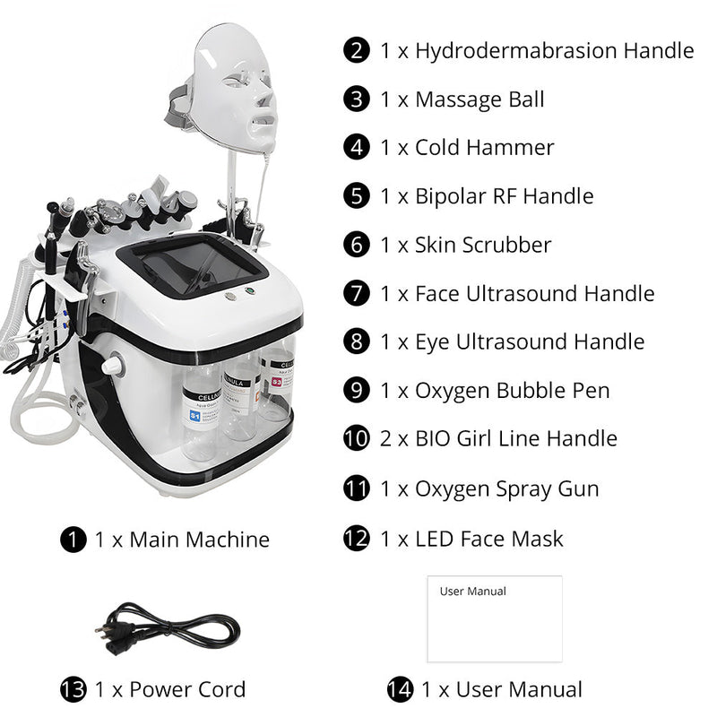 11 In 1 Hydrodermabrasion Beauty Skin System For Facial Care Skin Rejuvenation - myChway UK