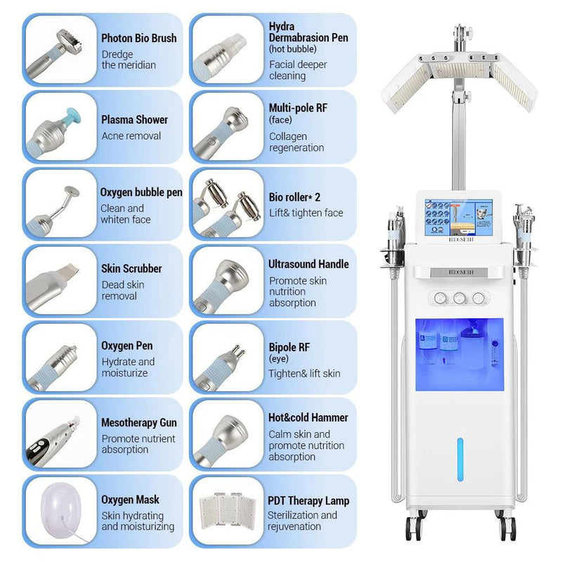 14 - In - 1 Hydro Dermabrasion PDT Light Therapy Beauty Machine Facial Aqua Peeling - myChway UK