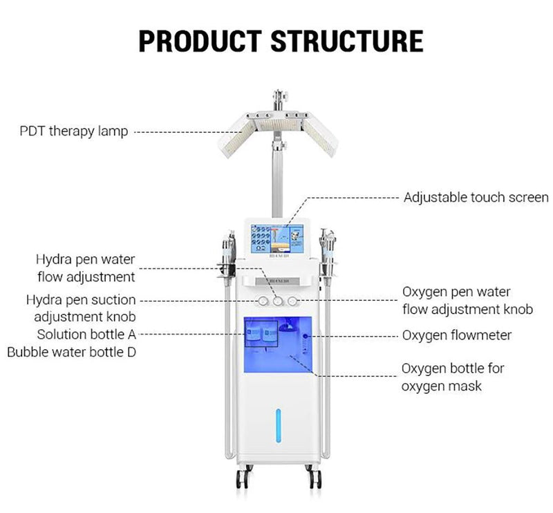 14 - In - 1 Hydro Dermabrasion PDT Light Therapy Beauty Machine Facial Aqua Peeling - myChway UK