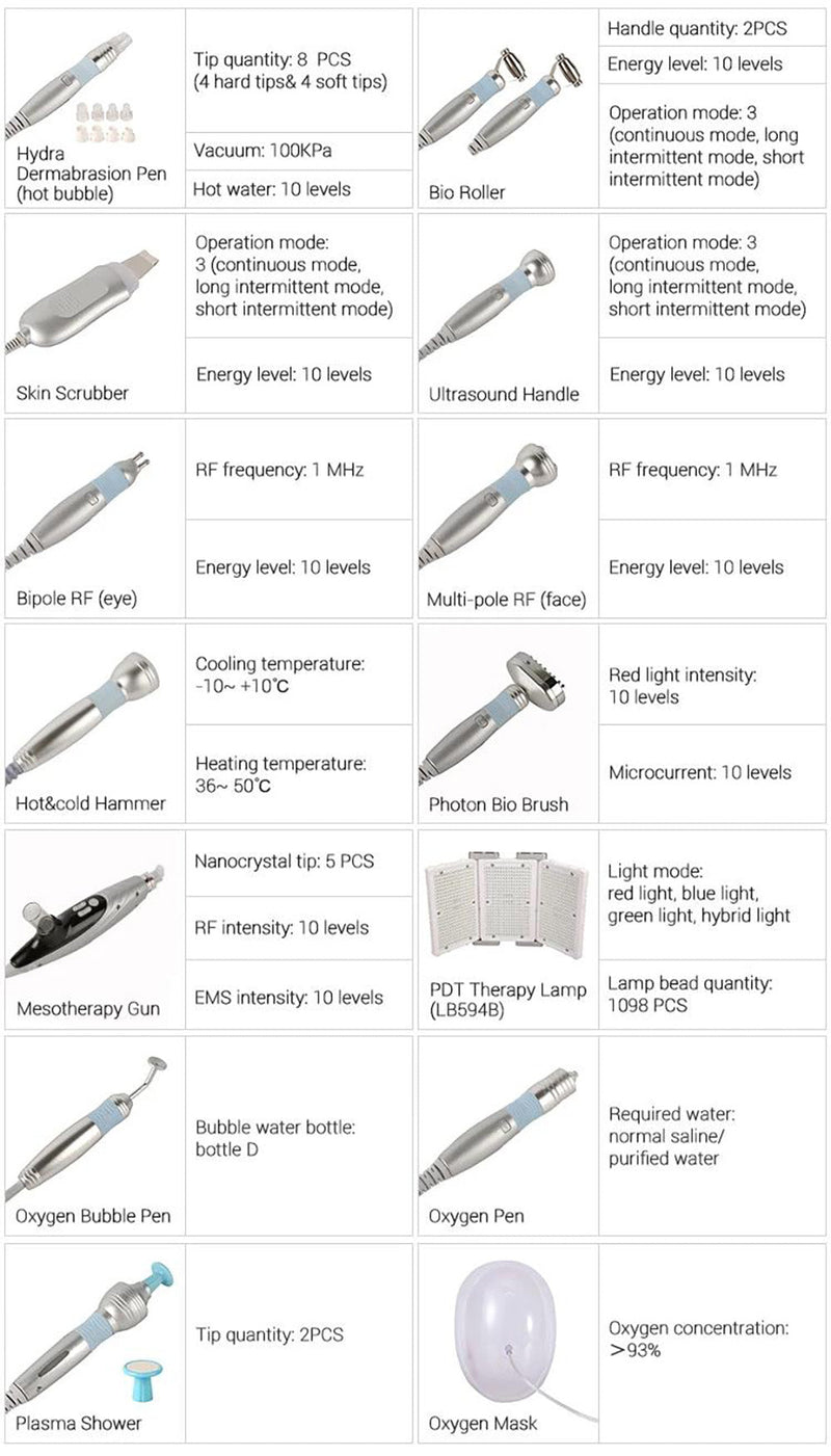 14 - In - 1 Hydro Dermabrasion PDT Light Therapy Beauty Machine Facial Aqua Peeling - myChway UK