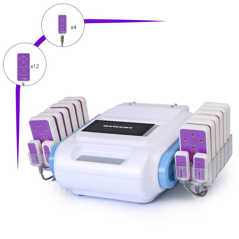 160mw LLLT LED Laser Machine 2.0 Weight Loss Fat Burning Removal 12 Big+4 Small Pads - myChway UK