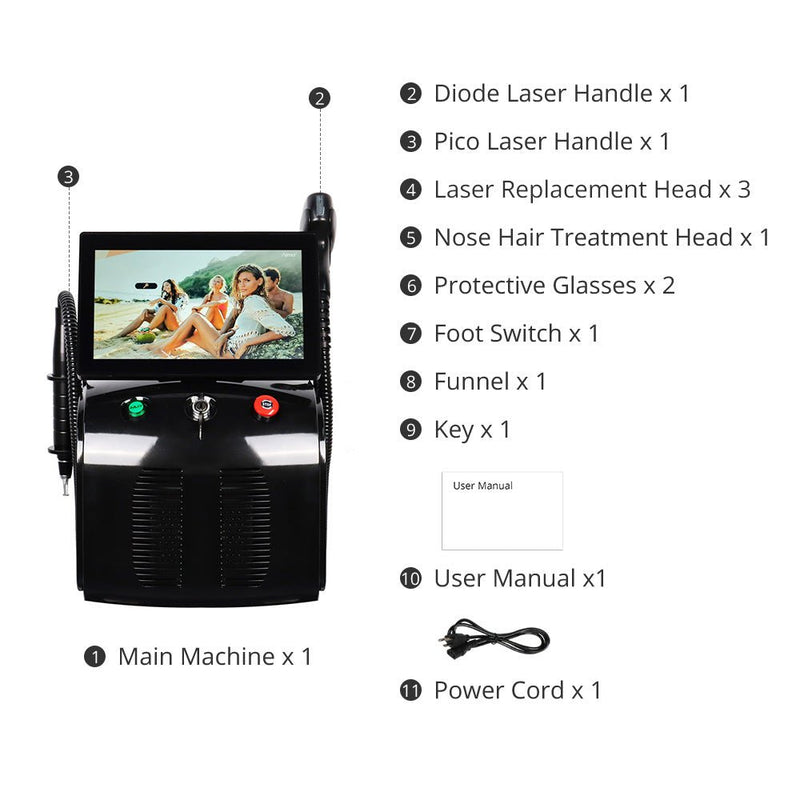 2 In 1 High - Power Pico Laser Diode Laser Machine For Tattoo Hair Spots Removal - myChway UK