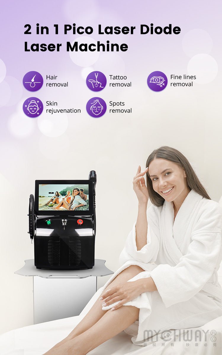 2 In 1 High - Power Pico Laser Diode Laser Machine For Tattoo Hair Spots Removal - myChway UK