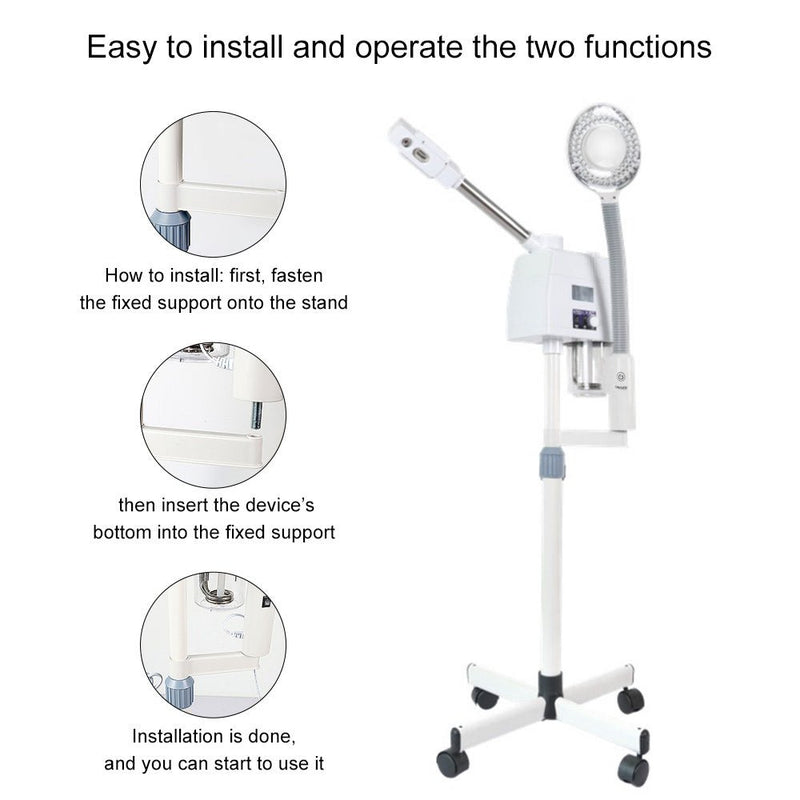 2 In 1 Pro Facial Steamer + 5x Magnifying Lamp Ozone Salon Spa Beauty Equipment - myChway UK