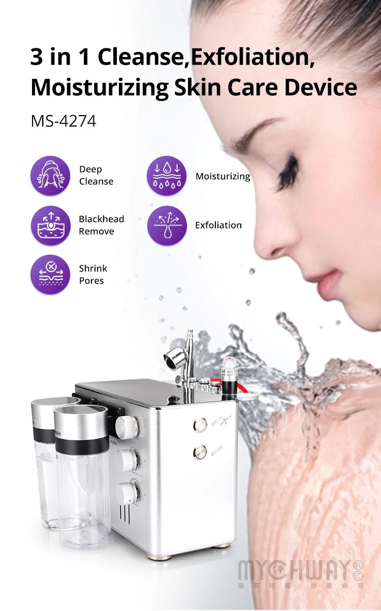 3in1 Hydro Microdermabrasion Machine For Skin Rejuvenation Cleansing Exfoliation - myChway UK