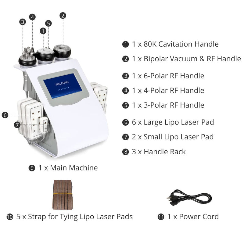 6 In 1 80k Cavitation Machine With Vacuum Radiofrequency For Body Contouring - myChway UK