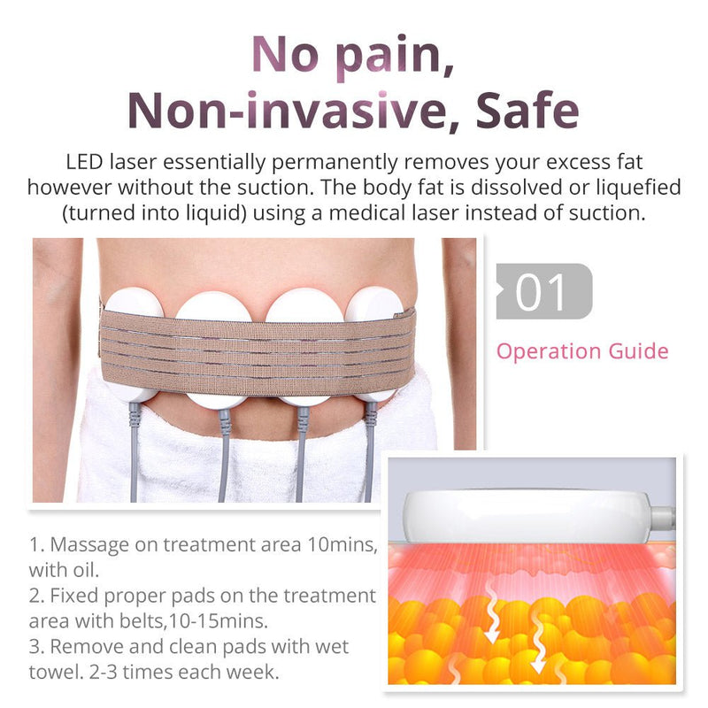 635NM 650NM LED Laser 5MW Laser Lipo 12 Big 4 Small Pads Slimming Machine - myChway UK