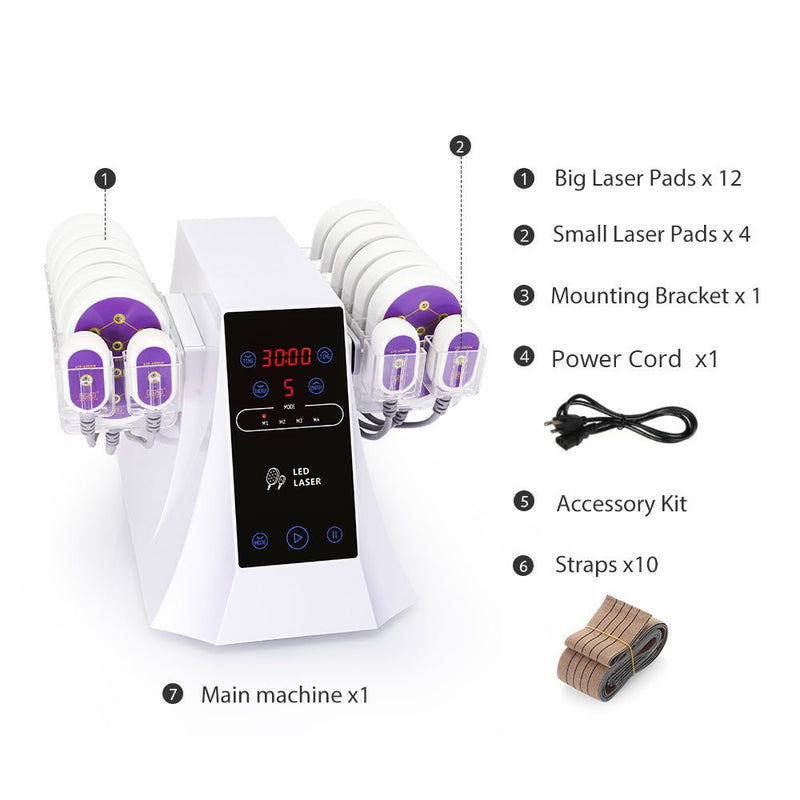 635NM 650NM LED Laser 5MW Laser Lipo 12 Big 4 Small Pads Slimming Machine - myChway UK