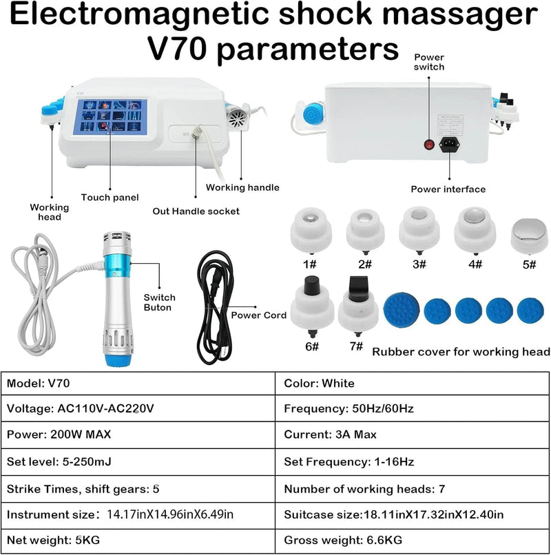 7 Heads Shockwave Therapy Machine for Pain Relief Deep Relaxation - myChway UK