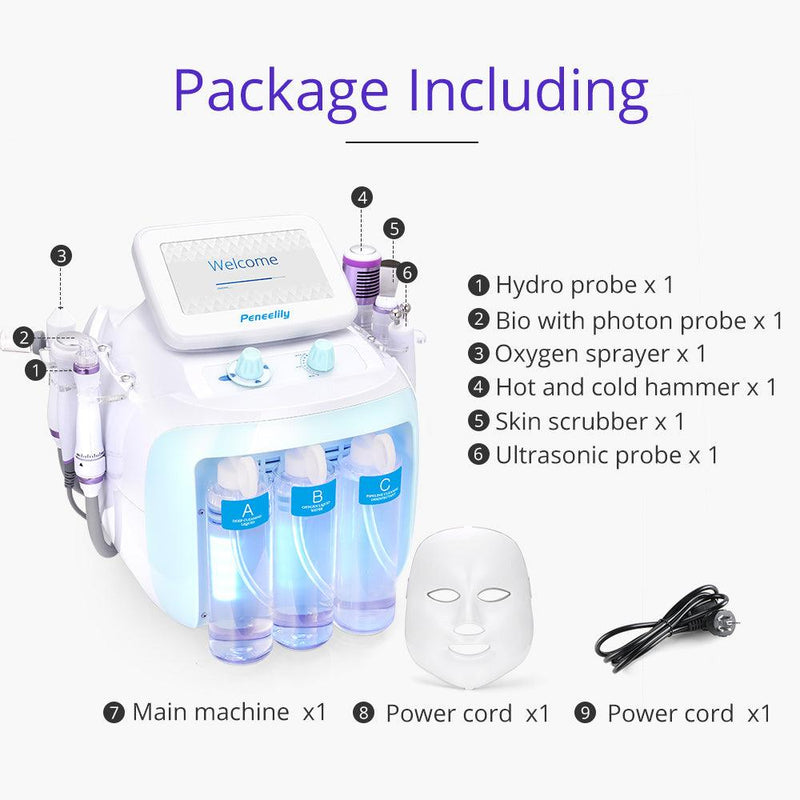 7 in 1 Hydrofacial Therapy Machine R - F Skin Rejuvenation LED Mask - myChway UK