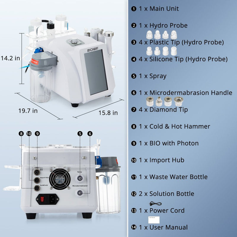 8 - in - 1 Hydro Dermabrasion (Aqua Peeling) Machine For Pro - Level Skin Rejuvenation - myChway UK