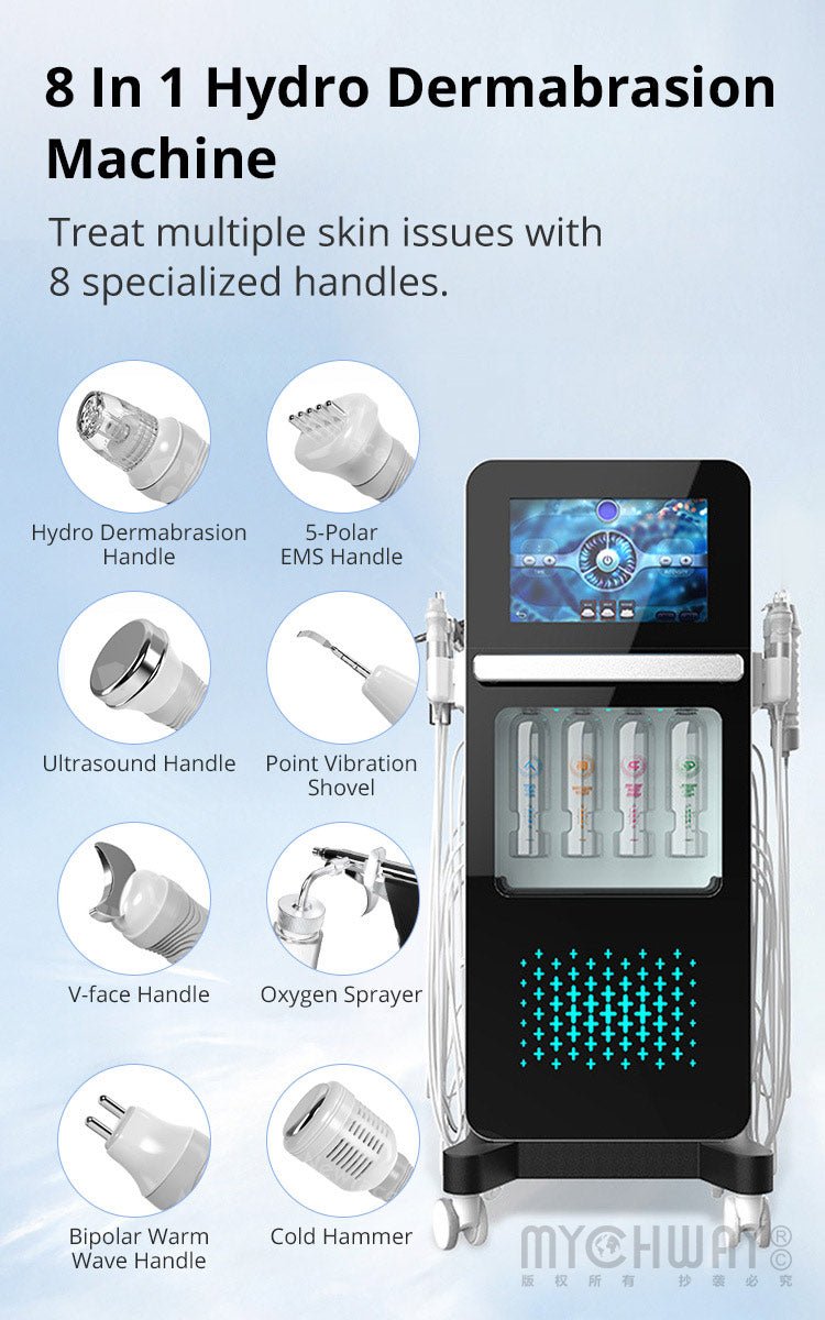 8 In 1 Hydro Dermabrasion EMS Ultrasonic Machine Facial Cleansing Lifting Device - myChway UK