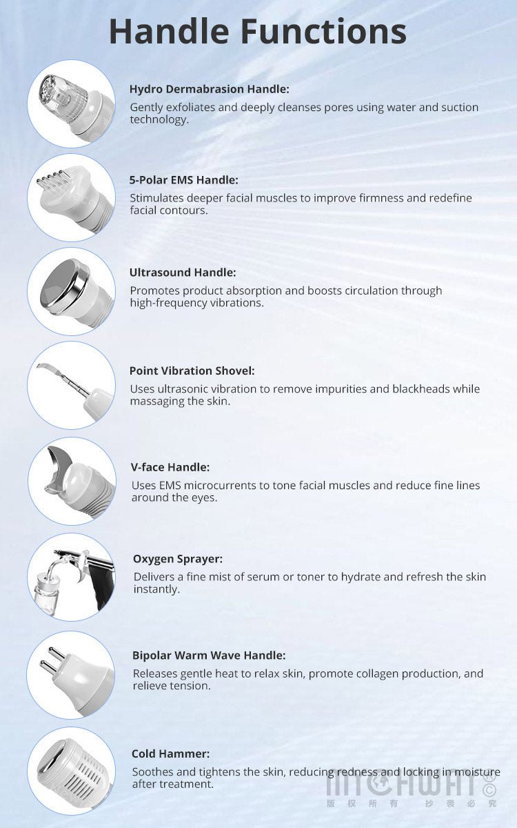 8 In 1 Hydro Dermabrasion EMS Ultrasonic Machine Facial Cleansing Lifting Device - myChway UK