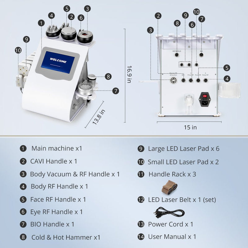 9 In 1 40K Cavitation Machine With RF Vacuum For Body Contouring & Facial Skin Care - myChway UK