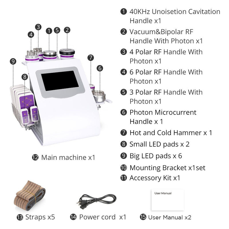 9 IN 1 40K Cavitation RF Vacuum Photon Microcurrent Lipo Slimming Machine - myChway UK