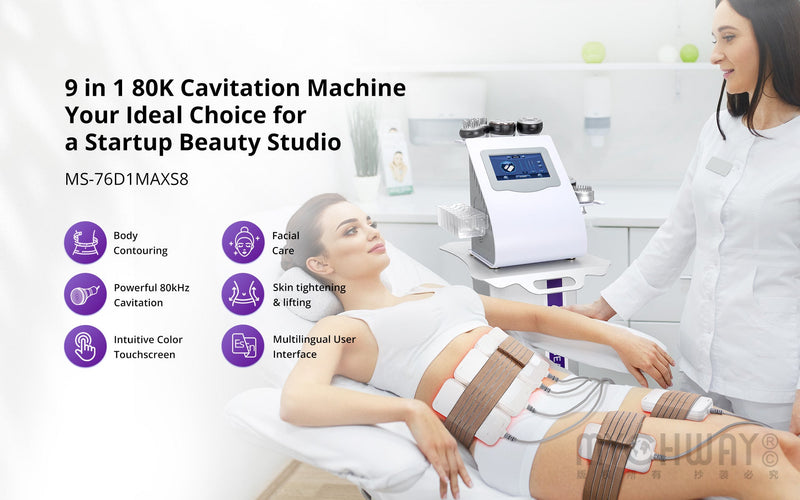 9 In 1 80k Cavitation Machine With RF Vacuum Laser Lipo Pads For Body Contouring - myChway UK