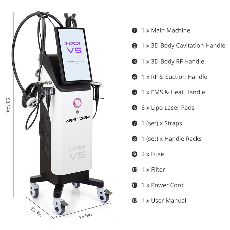 Aristorm S Shape Machine 3D 30K RF Vacuum EMS 5in1 Mutifunction Body Sculpting - myChway UK