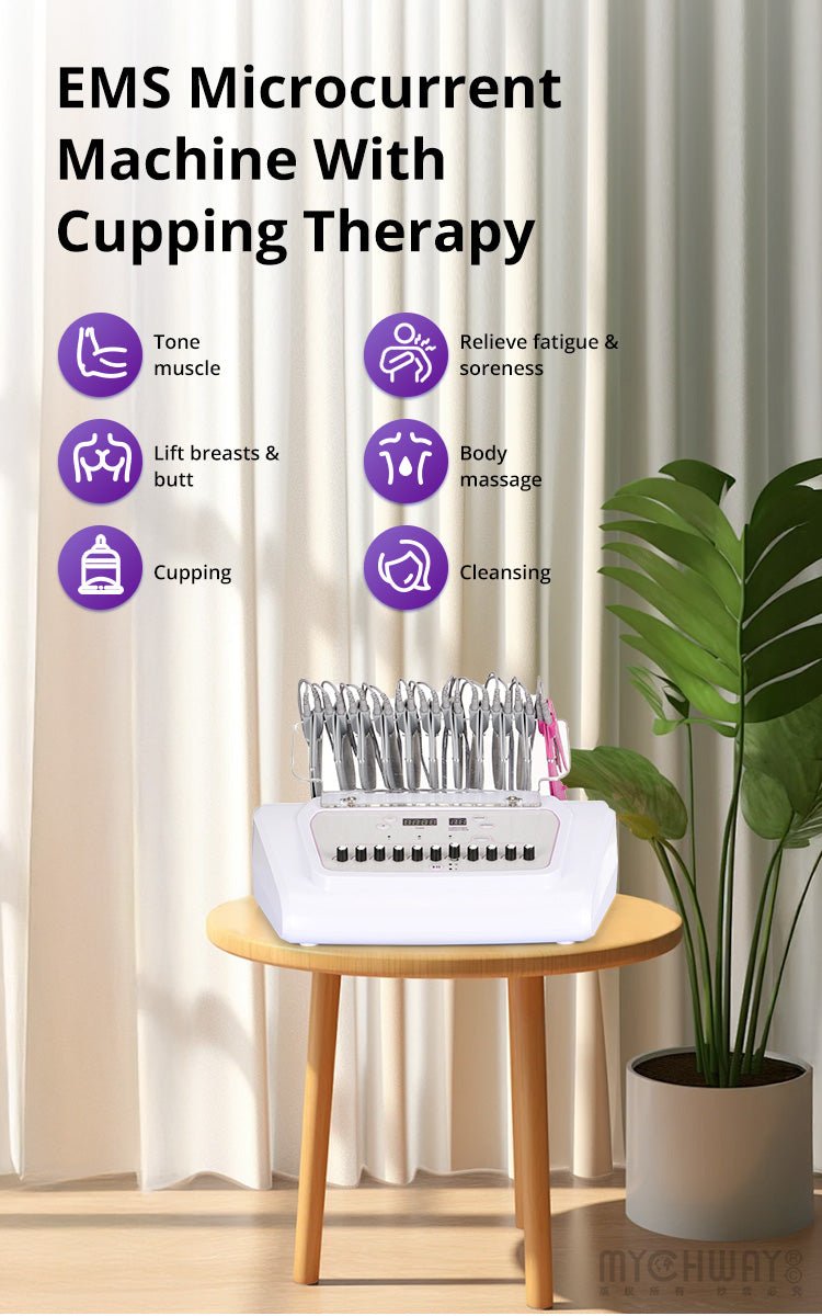 EMS Microcurrent Machine With Cupping Therapy For Muscle Toning Butt Lift Massage - myChway UK