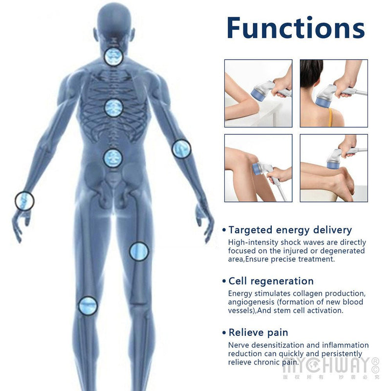 Extracorporeal Shockwave Therapy SW ED Pain Relief Physiotherapy Machine - myChway UK