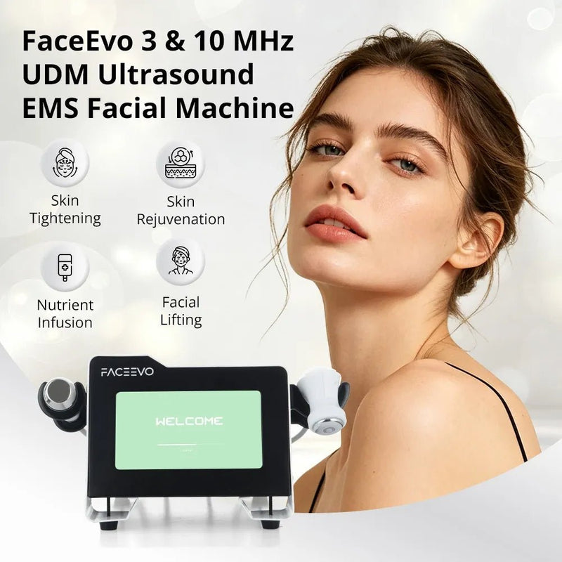 FaceEvo Dual-Frequency Ultrasound EMS Facial Machine For Skin Rejuvenation - myChway UK