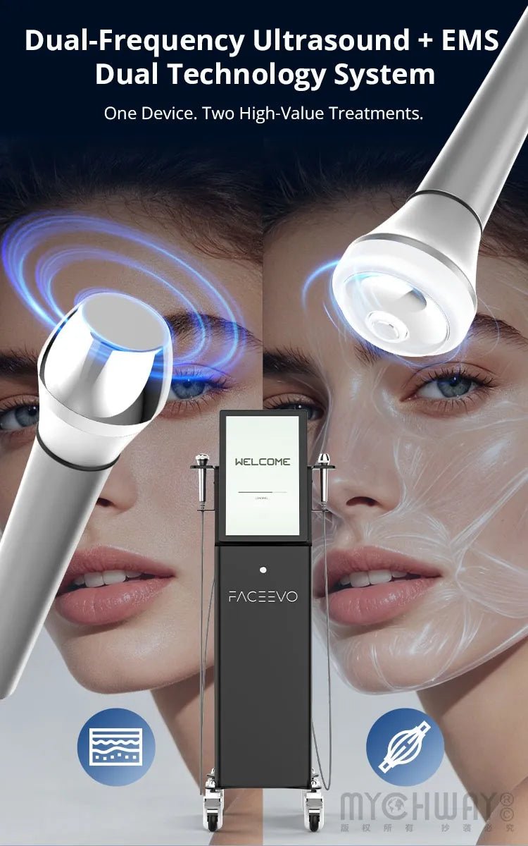 FaceEvo UDM Ultrasound Facial Machine With 3 & 10 MHz For Pro Skin Rejuvenation - myChway UK