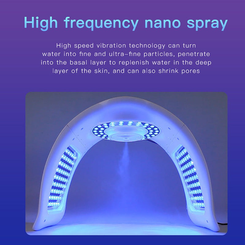 Folding 7 Colors LED Light Therapy Facial Care Machine Cold Spray With Nano Spray - myChway UK