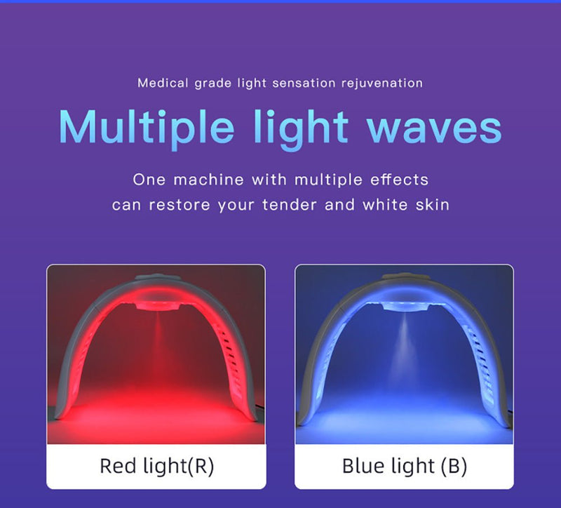 Folding 7 Colors LED Light Therapy Facial Care Machine Cold Spray With Nano Spray - myChway UK