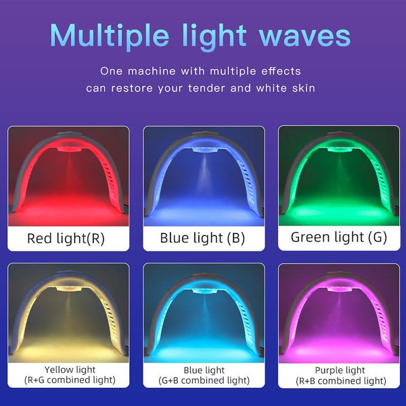 Folding 7 Colors LED Light Therapy Facial Care Machine Cold Spray With Nano Spray - myChway UK