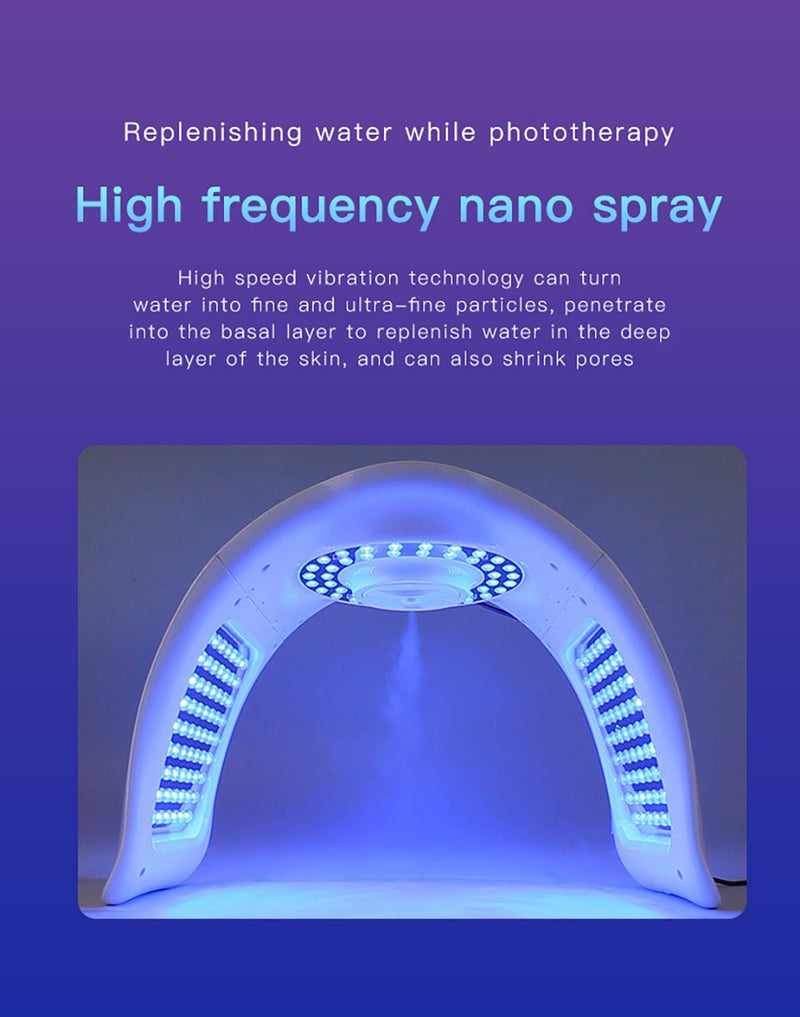 Folding 7 Colors LED Light Therapy Facial Care Machine Cold Spray With Nano Spray - myChway UK