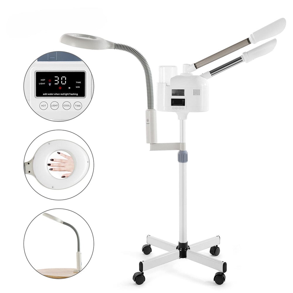 Hot/Cold Facial Steamer UV Ozone 5X Magnifying Lamp LCD Skin Care Salo