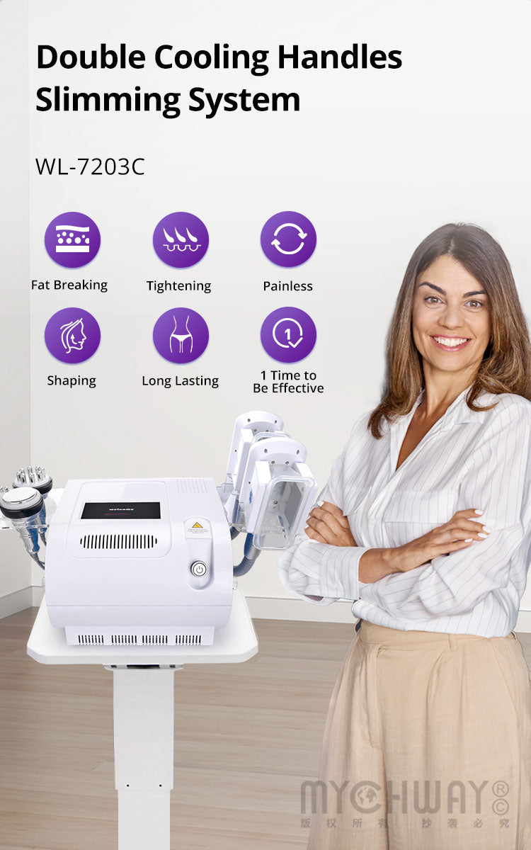Double Handles Cooling Systerm Cavitation RF Slimming Cellulite Removal Machine