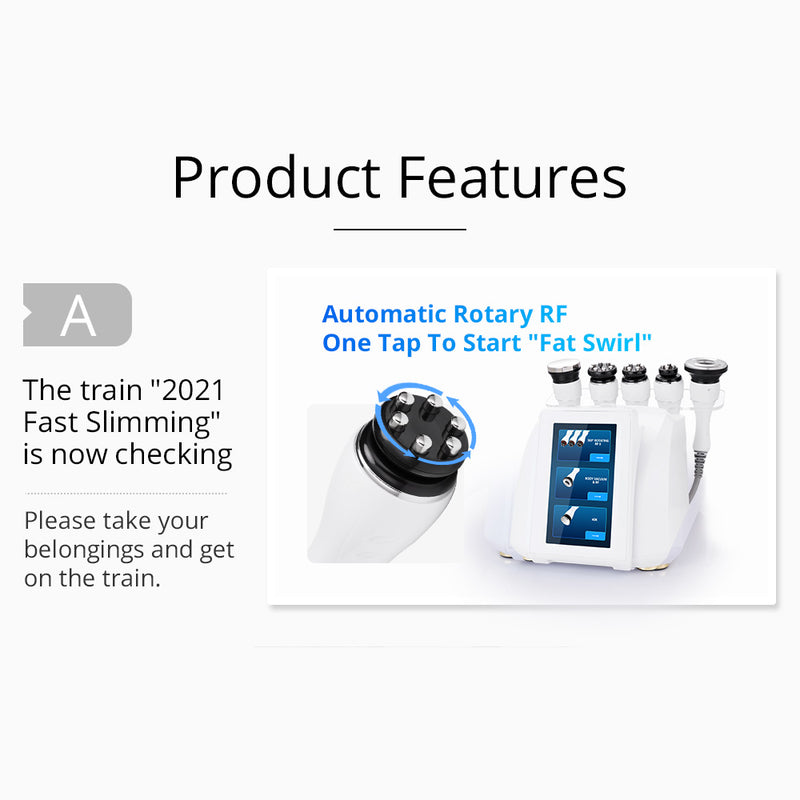 5-in-1 New 360° Automatic Rotary RF Ultrasonic Cavitation Vacuum Body Sculpting Machine