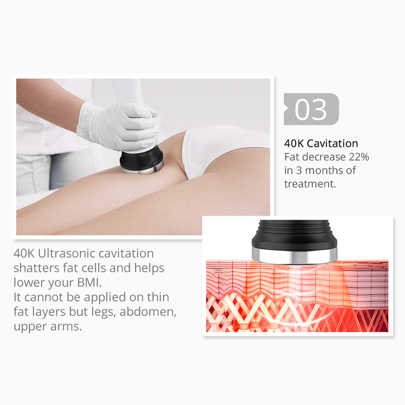 5-in-1 New 360° Automatic Rotary RF Ultrasonic Cavitation Vacuum Body Sculpting Machine