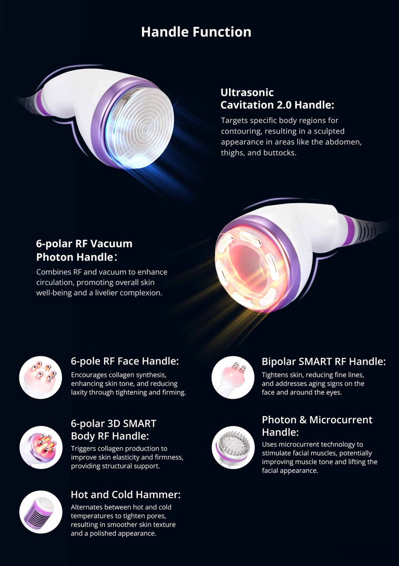 New Design Ultrasonic 8 In 1 40K Cavitation RF Body Building Facial Spa Machine - myChway UK