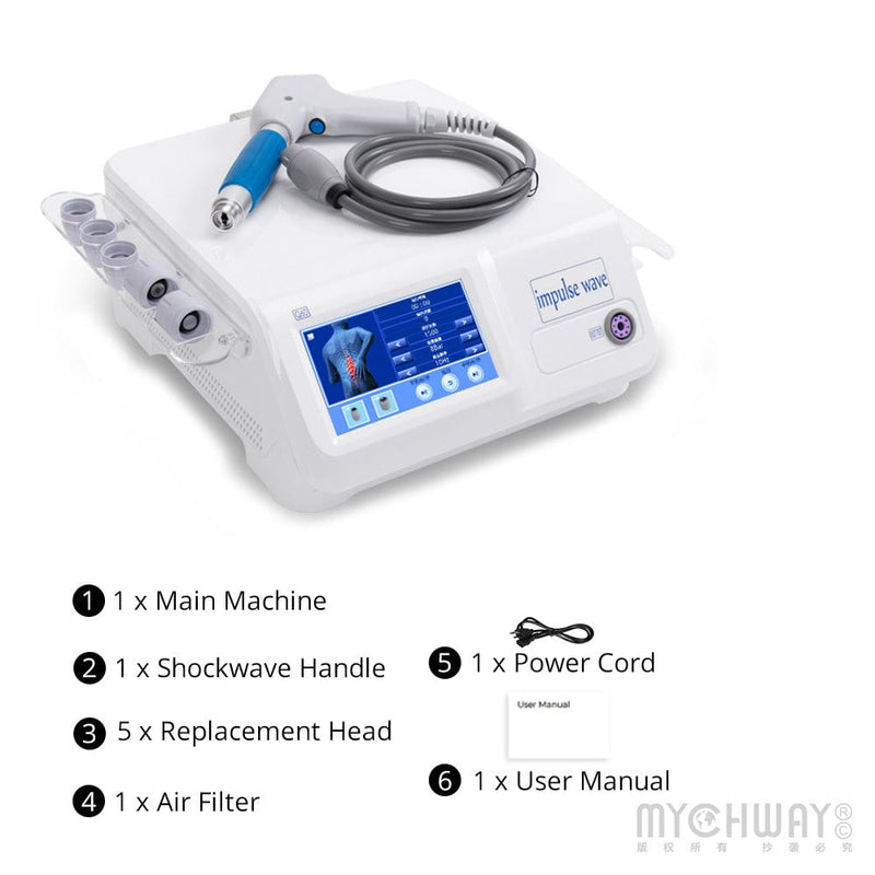 Shockwave Therapy Device - 5 Heads for Muscle Pain & Tissue Recovery - myChway UK