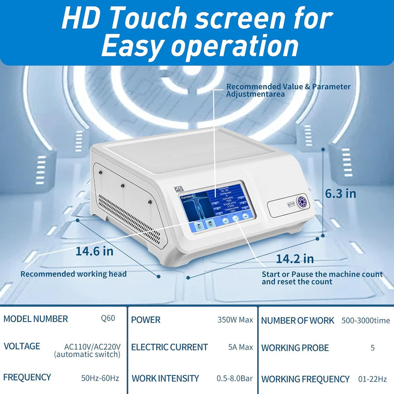 Shockwave Therapy Device - 5 Heads for Muscle Pain & Tissue Recovery - myChway UK