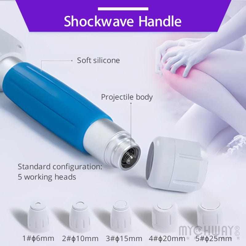Shockwave Therapy Device - 5 Heads for Muscle Pain & Tissue Recovery - myChway UK