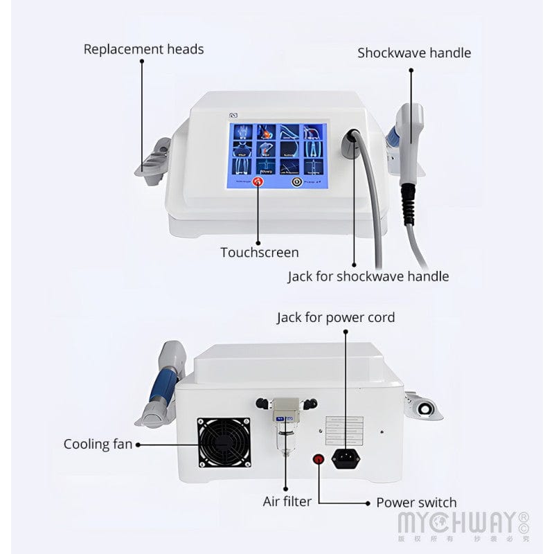 Shockwave Therapy Device - 5 Heads for Muscle Pain & Tissue Recovery - myChway UK