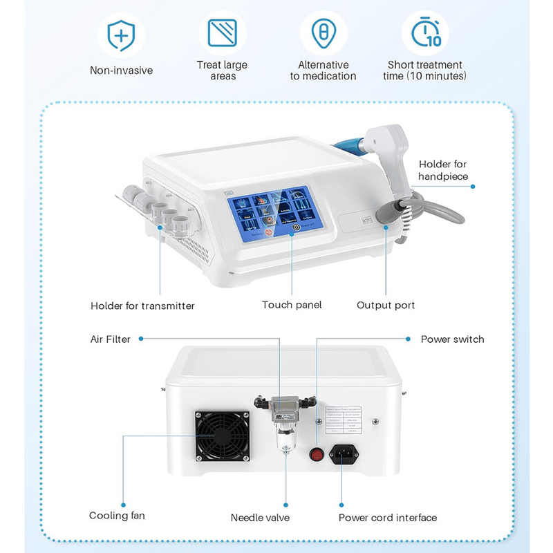 Shockwave Therapy Device - 5 Heads for Muscle Pain & Tissue Recovery - myChway UK