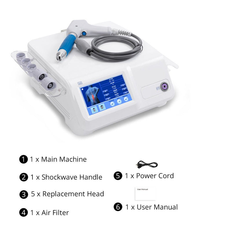 Shockwave Therapy Device - 5 Heads for Muscle Pain & Tissue Recovery - myChway UK