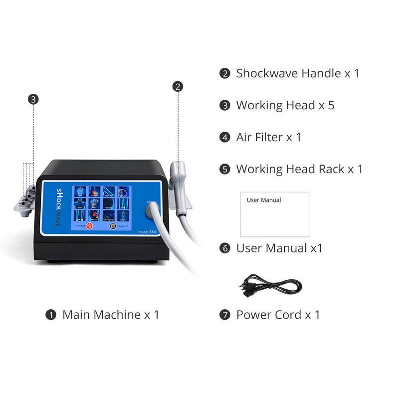Shockwave Therapy Machine With 5 Working Head For Body Pain Relief - myChway UK