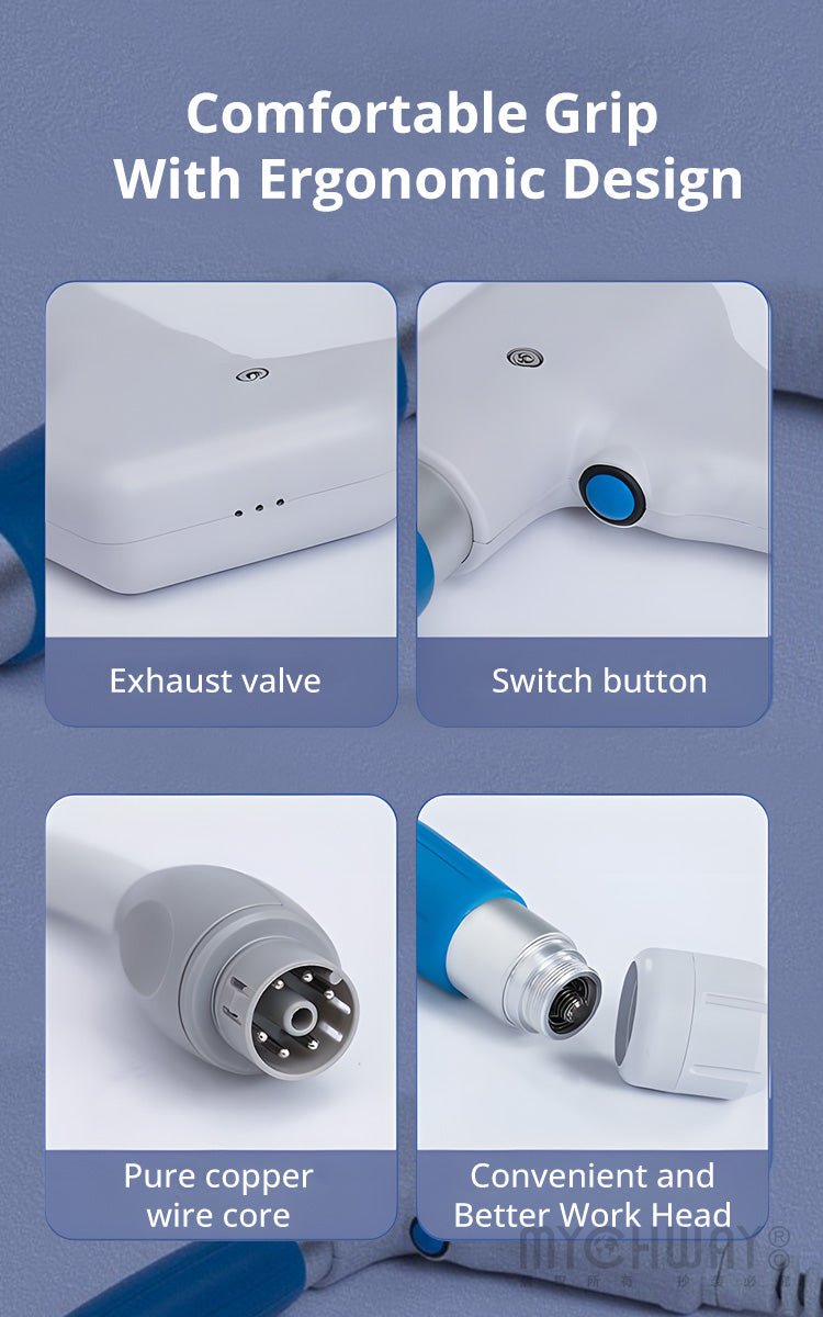 Shockwave Therapy Machine With 5 Working Head For Pain Relief, Repair, Healing - myChway UK