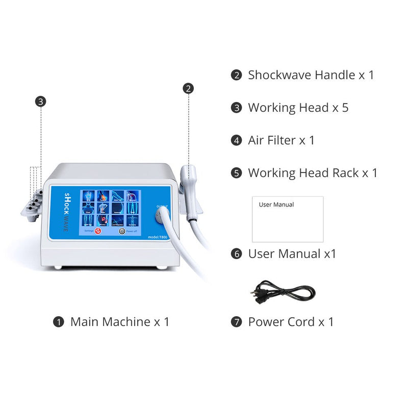 Shockwave Therapy Machine With 5 Working Head For Pain Relief, Repair, Healing - myChway UK