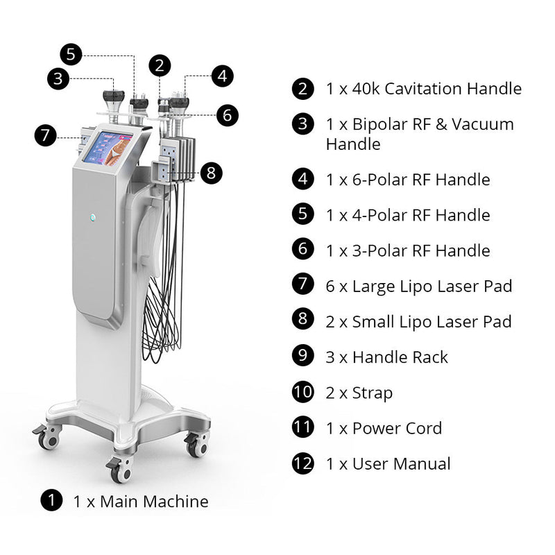 Stand 6 In 1 40k Lipo Cavitation Machine For Body Sculpting & Skin Anti - Aging - myChway UK