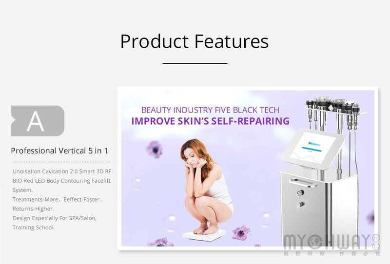 Stand Cavitation 40K Vacuum RF Bipolar Multipolar Radio Frequency Bio Slimming Machine - myChway UK
